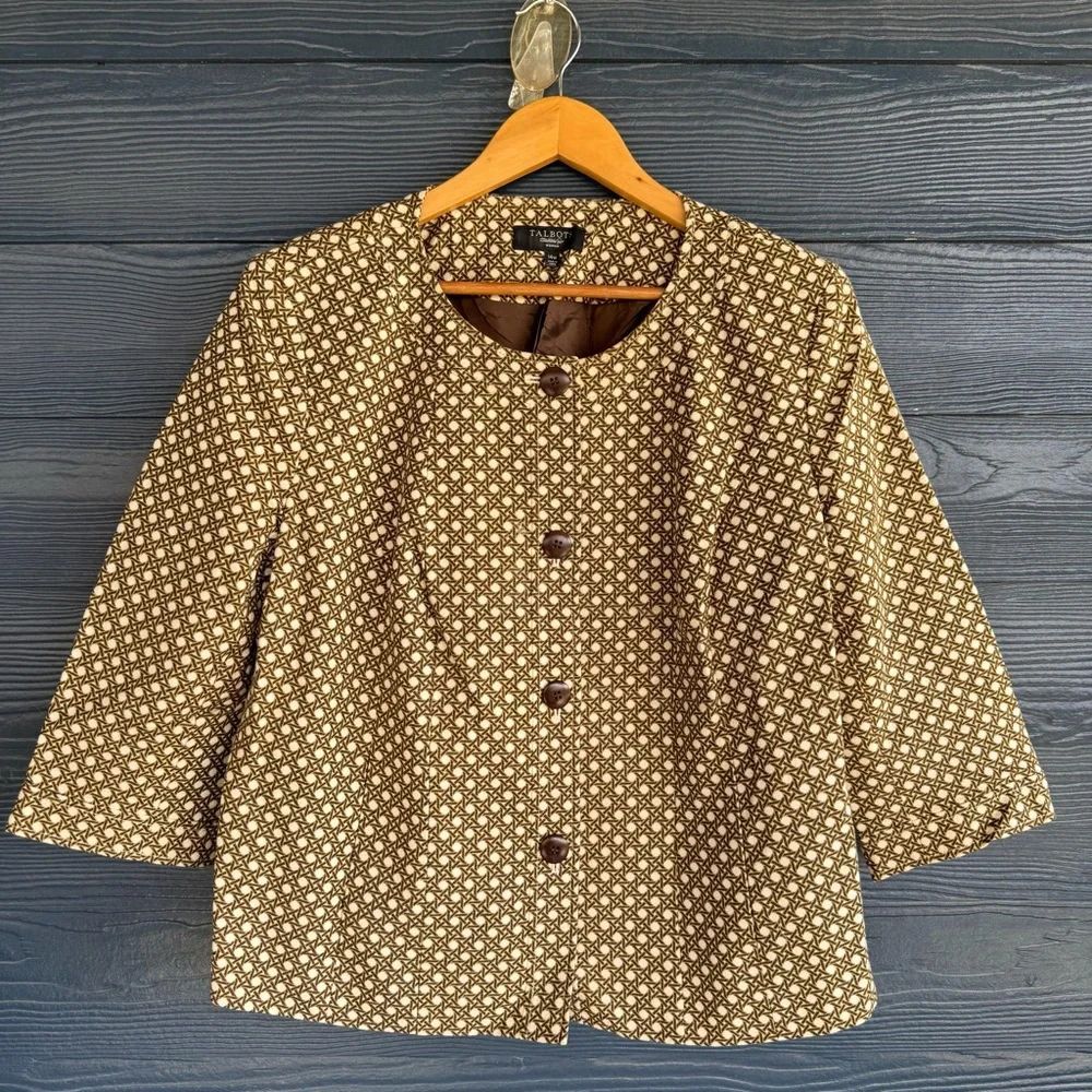 Talbots Brown and Cream Patterned Blazer